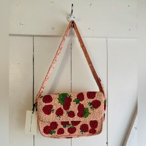 Pink Strawberry Beaded Shoulder Bag Sincerely Jules Made in India